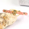 NOWOŚĆ 1PCS LIWER JEINDY BINEGLY Natural Stone Koraliki Mikro Breopard Bracelets Macrame Green for Men Pink for Women6168623