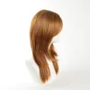 Ljusbänk långt rakt hår peruk med sida avskild värmebeständig fiber syntetisk peruk capless mode peruk fri frakt