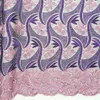 Tissu africain en dentelle française perlée, pêche, Magenta, lilas, Nigeria, dentelle suisse, cordon matériel pour fête nigériane