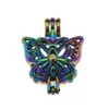 10st Rainbow Color Butterfly Pearl Cage Beads Cage Locket Pendant Essential Oil Diffuser DIY Jewelry Locket för Oyster Pearls