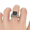 Storlek 5-10 Vintage Punk Modesmycken 10KT vitguldfylld prinsesssnitt svart safir CZ Diamantfest Kvinnor Bröllopsskalle Ring Present