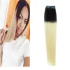 Blonde Haarverlängerungen T1B/613 Remy Ombre Haarverlängerungsband 100g Remy Skin Weft Hair Ombre 40 Stück Bandverlängerungen 14" 16" 18" 20" 22" 24"