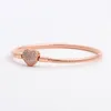 Luxury Fashion 18K Rose gold CZ diamond Heart Bracelets Original box for Pandora 925 Silver Smooth Snake Chain Bracelet