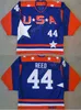 Maglie da hockey USA Movie 96 Charlie Conway 21 Dean Portman 44 Maglie da hockey su ghiaccio Fulton Reed Sports Blue Stitched Spedizione gratuita