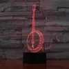 3D LED Creative Banjo Night Light Touch Table Desk Optiska illusionslampor 7 Färg Byt ut lampor Hemdekoration Xmas Birthday GI212P