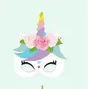 Novità Maschere per il viso di unicorno Maschera per travestimento di carta a forma di cavallo color arcobaleno per forniture di decorazioni per feste Cosplay Divertente 10pc BB