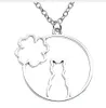 20pcs/lot Fashion Necklace Antique Silver Vintage Cat Flower Metal Frame Charms Pendants Chain Necklace 42+5cm