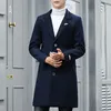 Men039s Autumn Winter Long Coats 2018 Cardigan de gabardina masculina Men con broche de hoja Manteau Long Homme Asian Size Tr035091136