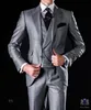 Fashion Grey Men 3 Piece Suit Wedding Tuxedos Handsome Groom Tuxedos Notch Lapel One Button Slim Fit Men Blazer(Jacket+Pants+Tie+Vest) 463