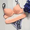 Sexiga Bikinis Kvinnor Baddräkt Sommar Låg Midja Baddräkter Halter Top Push Up Bikini Set Badkläder