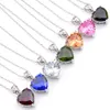 Colored Pendant 925 Sterling Silver Necklaces LuckyShine Heart For Women Cz Zircon Pendants Wedding Engagemets Bride Jewelry Gift