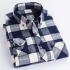 Men's Casual Shirts High Grade Autumn/ Winter Cotton Soft Brushed Fabric Slim Fit Long-sleeved Business Mens Plaid Flannel