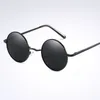 Marca Novo Design Rodada Moda óculos polarizados óculos de sol unisex Quadro oval do vintage Óculos óculos de sol redondos lente UV400 Preto