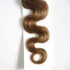 Cinta en extensiones de cabello humano Remy hechas a máquina 100% cabello humano Remy 100G / 40Pcs Onda del cuerpo Cinta brasileña Cabello