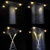 Grande Douche Pluie Salle De Bains Plafond Électrique Led ShowerHeads Pluie Cascade Douche Kit Robinets avec 6 pcs Massage Corps Jets Spr282E