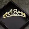 Guldsilver 18 år gammal födelsedagsfest krona ny ankomst prinsessan tiara tjej glitter gnistrande söta pannband hår tillbehör8977273