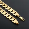 Chunky tunga mens halsband kedja solida curb smycken 18k gul guld fylld klassisk stil mens smycken tillbehör 24 inches, 12mm bred