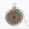 Nieuwe Indiase Mandala Bloem Van Leven Hanger Ketting Vintage Boeddhisme Meditatie Cabochon Glas ketting Voor vrouwen mannen Mode-sieraden