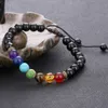 10pc/set New Natural Stone 8mm Lava Stone Yoga Energy Bracelet Volcanic Stone Seven Chakra Braid Bracelets