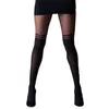 Women's Black Temptation Sheer Jarretel Panty Panty kousen mock over de knie dubbele streep pure panty 155-170cm