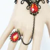 Hot style Halloween vintage pirate crâne ailes dentelle noire dame bracelet bande anneau chic classique exquise élégance