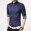 メンズラグジュアリードレスシャツロングスリーブコットンホワイトシャツの男性タキシードシャツプラスサイズスリムフィットケミーズ5220026