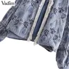 20187 Vadim vrouwen vintage bloemen borduurwerk jas jas kwastjes strikje lange mouwen geplooide jassen vrouwelijke casual bovenkleding tops ca028