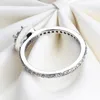 정통 925 스털링 실버 CZ 다이아몬드 결혼 반지 로고가있는 Pandora 실버 쥬얼리 크리스마스 선물 여성용 소녀