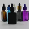 30ml Square Glass Dropper Bottles Eliquid Clear Empty Childproof Tamper Evident Caps For E liquid Juice Essential Oil DHL