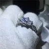 Romantic Vintage Female ring Three-stone Diamonique cz Diamond 925 Sterling Silver Engagement wedding Band ring for women247n