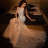 New Sparkly Beaded Crystal Mermaid Prom Dresses 2019 Plus Size Champagne Tulle Prom Gowns For Women Pageant Gowns evening dresses