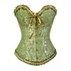 Gothic Burlesque Corset и юбка набор плюс размер Хэллоуин костюмы викторианской корсет Платья партии Флористическая мода сексуальная зеленая 6xL