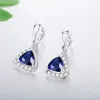 Vecalon 4 colors Women Dangle earring Triangle cut 2ct Diamond Cz 925 Sterling silver Party wedding Drop Earrings for women