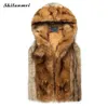 Manteaux en fausse fourrure marron entier pour hommes 2017 veste de gilet de fourrure d'hiver grande taille vêtements d'extérieur chauds sans manches hommes manteau de fourrure à capuche pardessus8743973