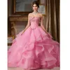 Champagne Quinceanera Dresses Ball Gowns Sweetheart Beaded Crystal Embroidery Sweet 16 Dress Vestidos De 15 Anos