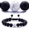 2 stili fatti a mano tessuto nero 8mm perline pietre naturali braccialetto turchese bianco gioielli uomo donna bracciali diffusore di olio essenziale di lava