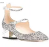 2018 Nuove donne paillettes tacchi alti nastro paillettes pompe in pelle scarpe da festa scarpe tacco diamante scarpe eleganti scarpe da sposa fibbia
