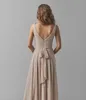 Taupe A-Line/Princess V-neck Bridesmaid Dress Sleeveless Floor-Length Chiffon With Ruffle Wedding Party Dresses Custom Made Plus Size HY360