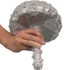 Luxo pérolas de cristal flores do casamento nupcial buquê de prata broche flores da noiva favores mão segurando decoração artesanal262j