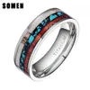 8mm Vintage Hout Gewei Inlay Titanium Ring Verlovingsringen Voor Vrouwen Mannen Wedding Band Mode Liefde Ring Sieraden anillos mujer