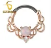 G23titan ros guldfärg opal ringar för piercing septum örhänge öron tunnel 16g Titanium pole naturlig opal sten septum clicker