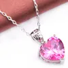 Luckyshine 5 Set kristal zirkon kalp pembe kunzite küpeler ve kolye zincir kolye 925 gümüş kadın moda düğün setleri ücretsiz nakliye