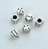 100PCS/lot Tibetan Silver Big hole Dice Spacer Beads charms For Jewelry Making 7mm hole 4mm