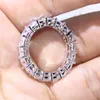 Unique Luxury Jewelry Top Selling 925 Sterling Silver Cushion ShaPE White Topaz CZ Diamond Stack Full Eternity Women Wedding Band Ring Gift