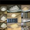 Modern Contemporary Remote LED Crystal Chandeliers with LED Lights for Living Room Rectangular Flush Mount Ceiling Lighting Fixtur245G