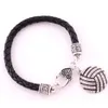 Fashion Crystal Jewelry Pendant Armband Mix Sport Leather Chain Armband med basketvolleyboll Fotboll Floating Charm7696848
