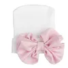 Cute Big Bow Baby Girls Boys Bowknot Cartoon Toddlers Cotton Sleep Cap Headwear Hat 2018 newborn photography props