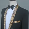 куртка, брюки, галстук, черный, белый, леопардовый воротник, мужской костюм, ведущий, выпускной, официальные сценические костюмы, мужской певец, хор, ткань305a