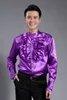 Dance Performance Chorus Costume Lace Shirt Deep Purple Light Yellow White Gloss Face Mens Shirt