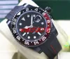 Top Quality Luxury Watch II 116710 40mm Keramisk Bezel Batman Svart Röd Gummi Armband Automatisk Män Klockor Lyser